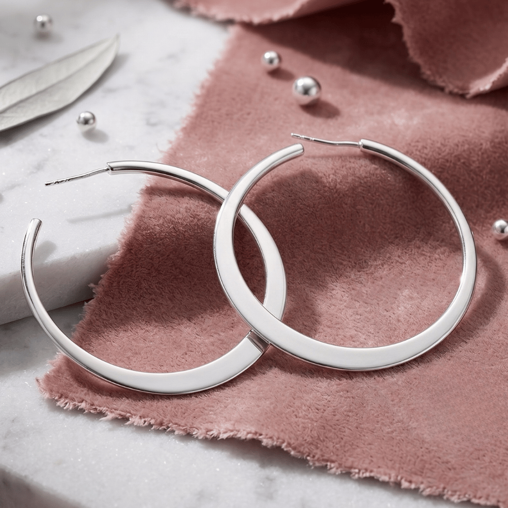Flat Tapered 3/4 Hoop Earrings