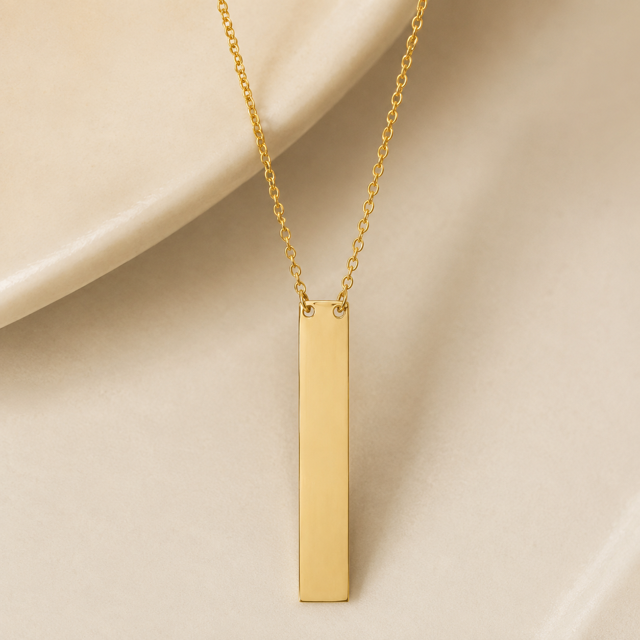 16" + 2" 14 Karat Gold Plated Vertical Bar Drop Necklace
