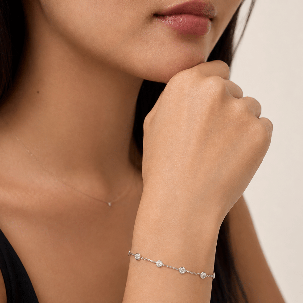 7" + 1" Rhodium Plated Bezel Set CZ Bracelet