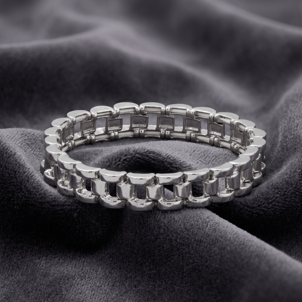7-inch Watch Link Fashion Stretch Bracelet - 10.5mm - Silver - view 2