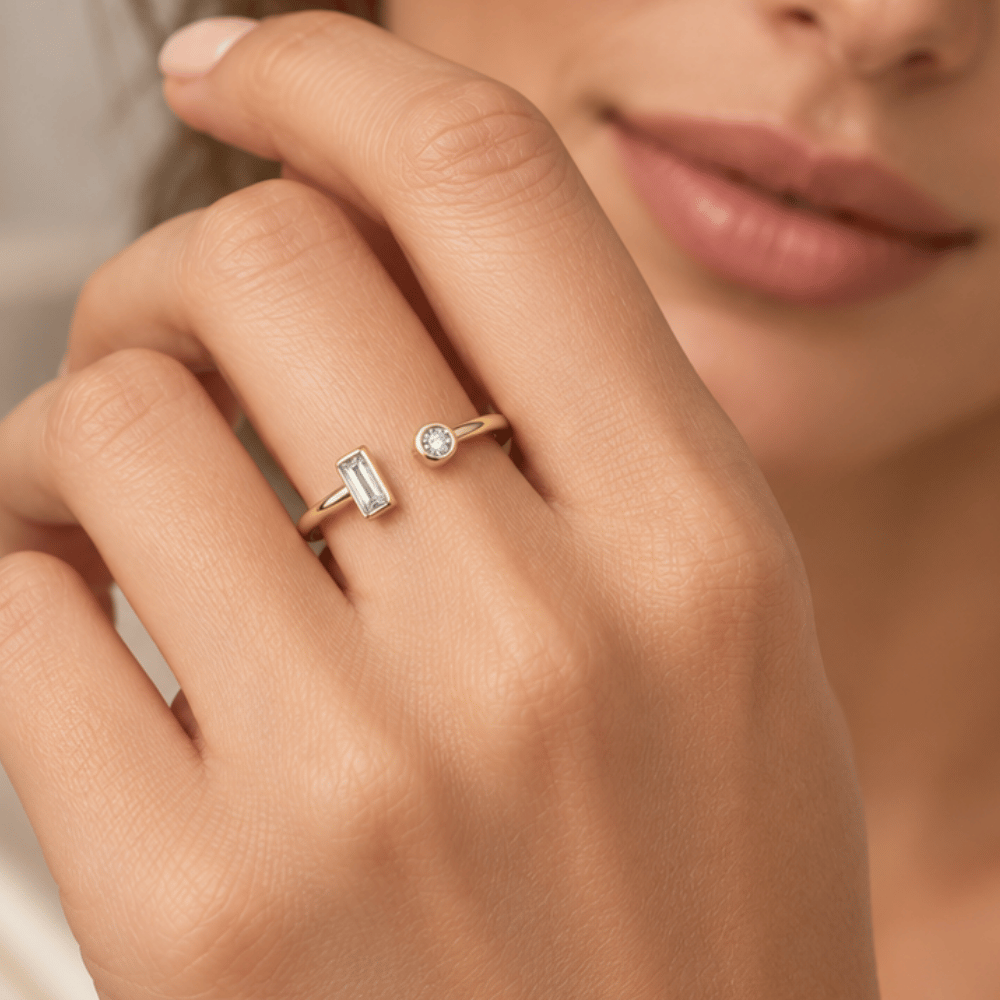 14 Karat Gold Plated Open Design CZ Ring