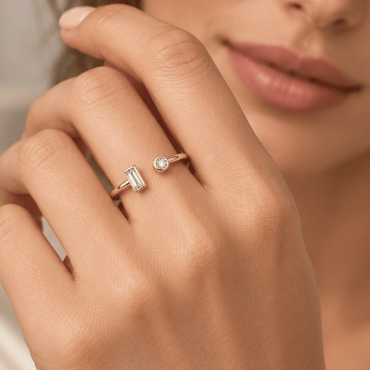 14 Karat Gold Plated Open Design CZ Ring