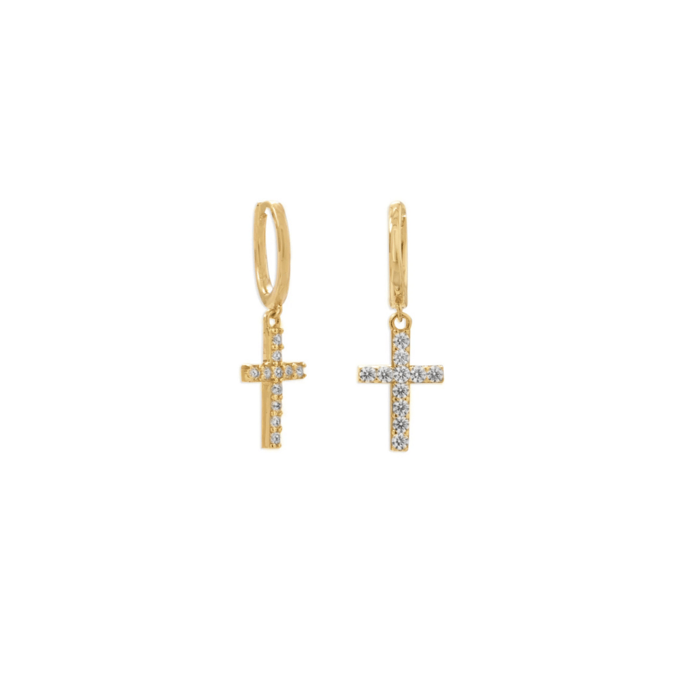CZ Cross Hoop Earrings