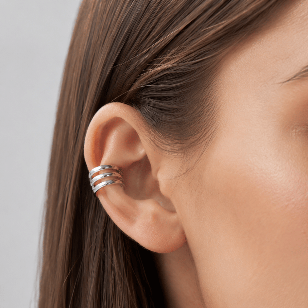Polished Three Row Ear Cuffs