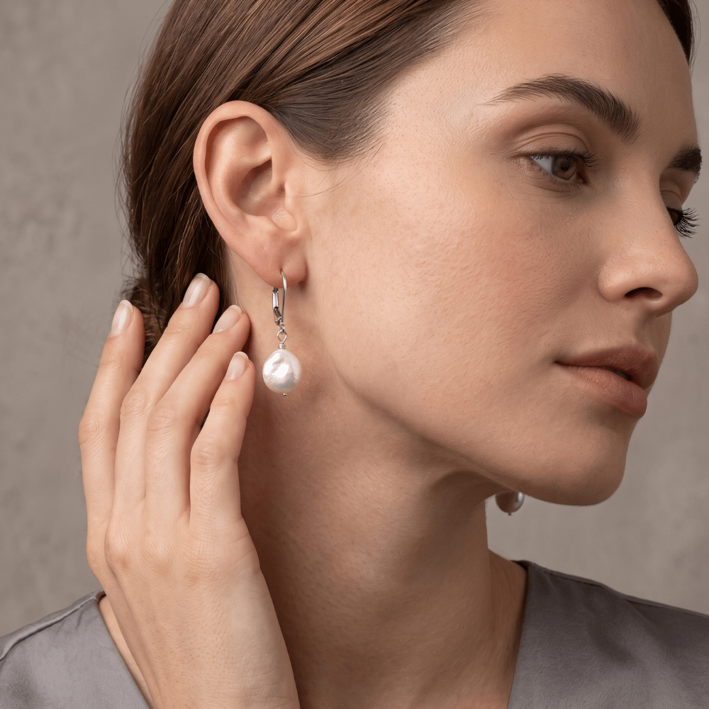 12mm Cultured Freshwater Coin Pearl Earrings