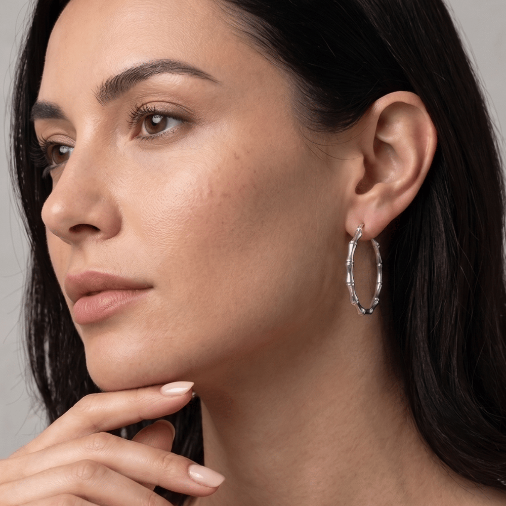44mm Bamboo Hoop Earrings