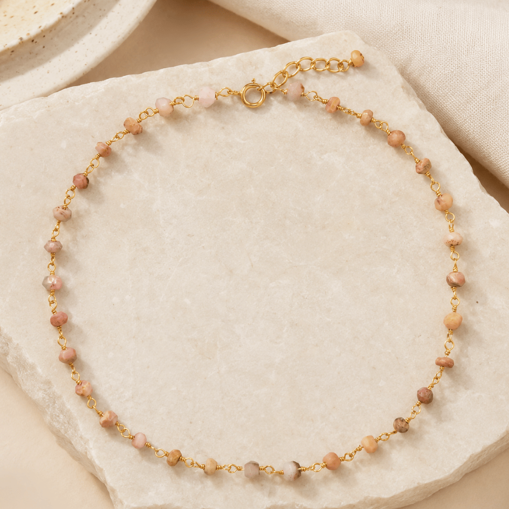 9.5" + 1" 14 Karat Gold Plated Bead Anklet