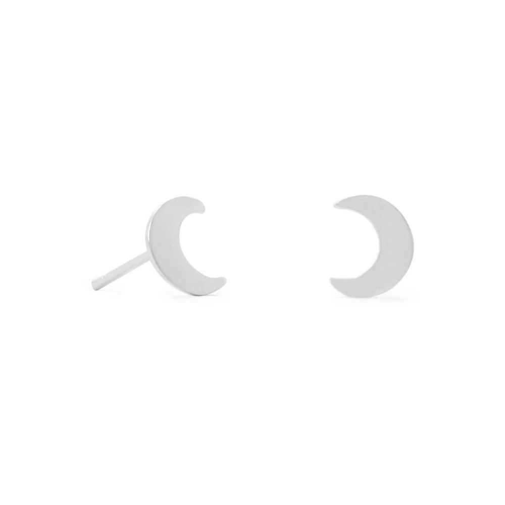 Small Polished Crescent Moon Stud Earrings