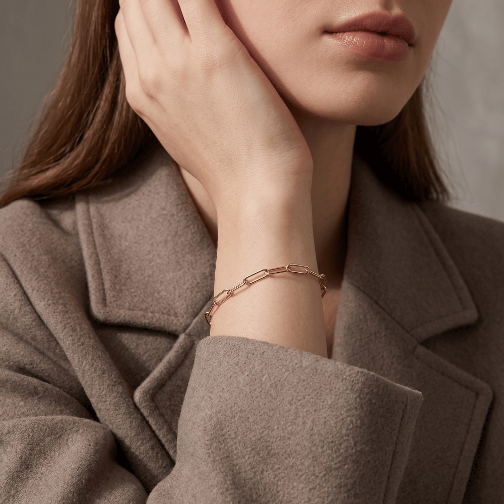 6.5-inch + 1-inch Stainless Steel 2.5mm Paperclip Bracelet - Gold - view 4