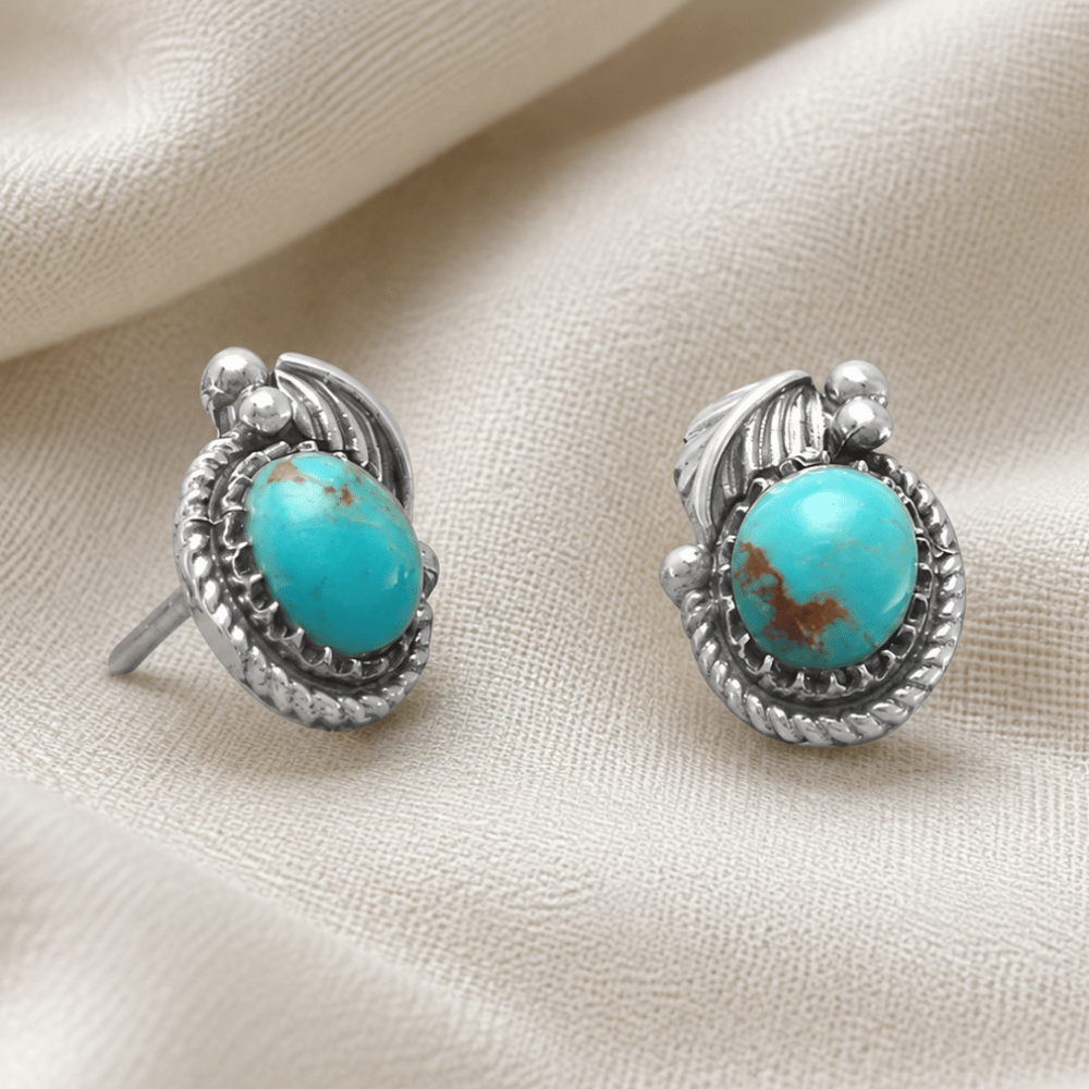 Southwest Style Reconstituted Turquoise Stud Earrings