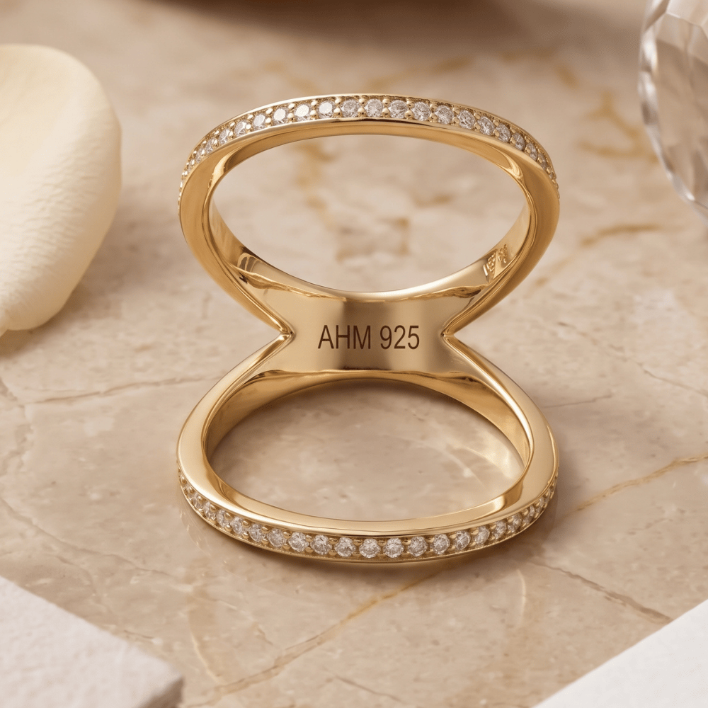 CZ Double Band Knuckle Ring - Gold - view 2