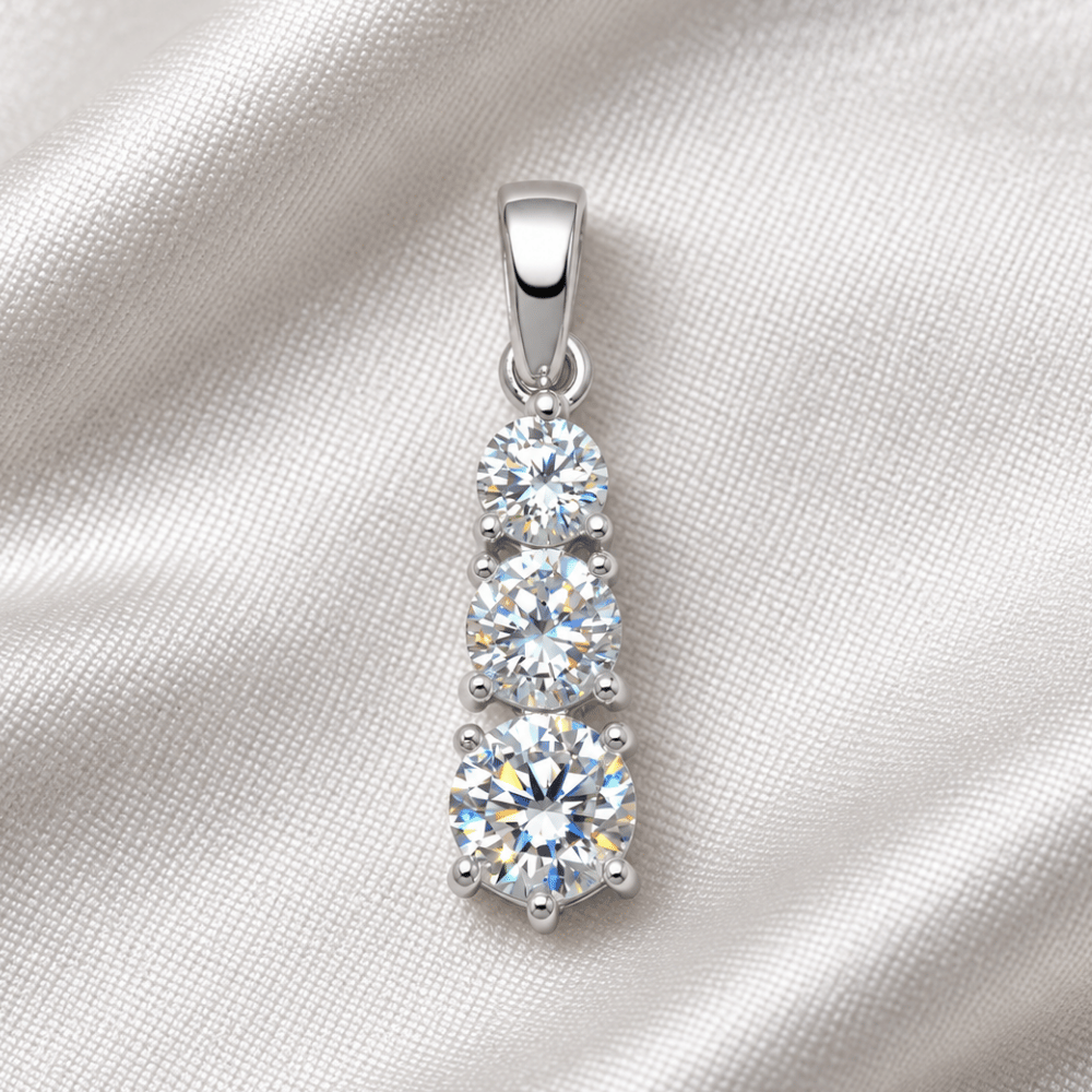 Graduated Three CZ Drop Pendant