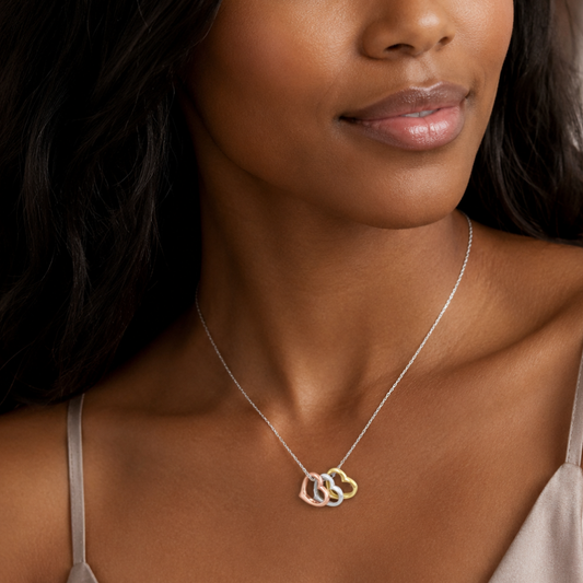 15.75" + 2" Tri Tone Heart Necklace