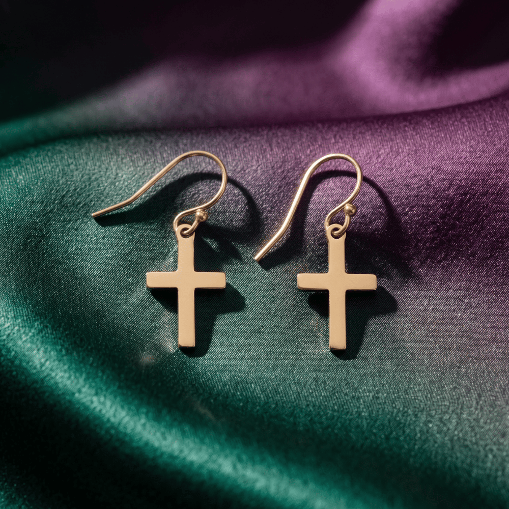 14/20 Gold Filled Cross French Wire Earrings