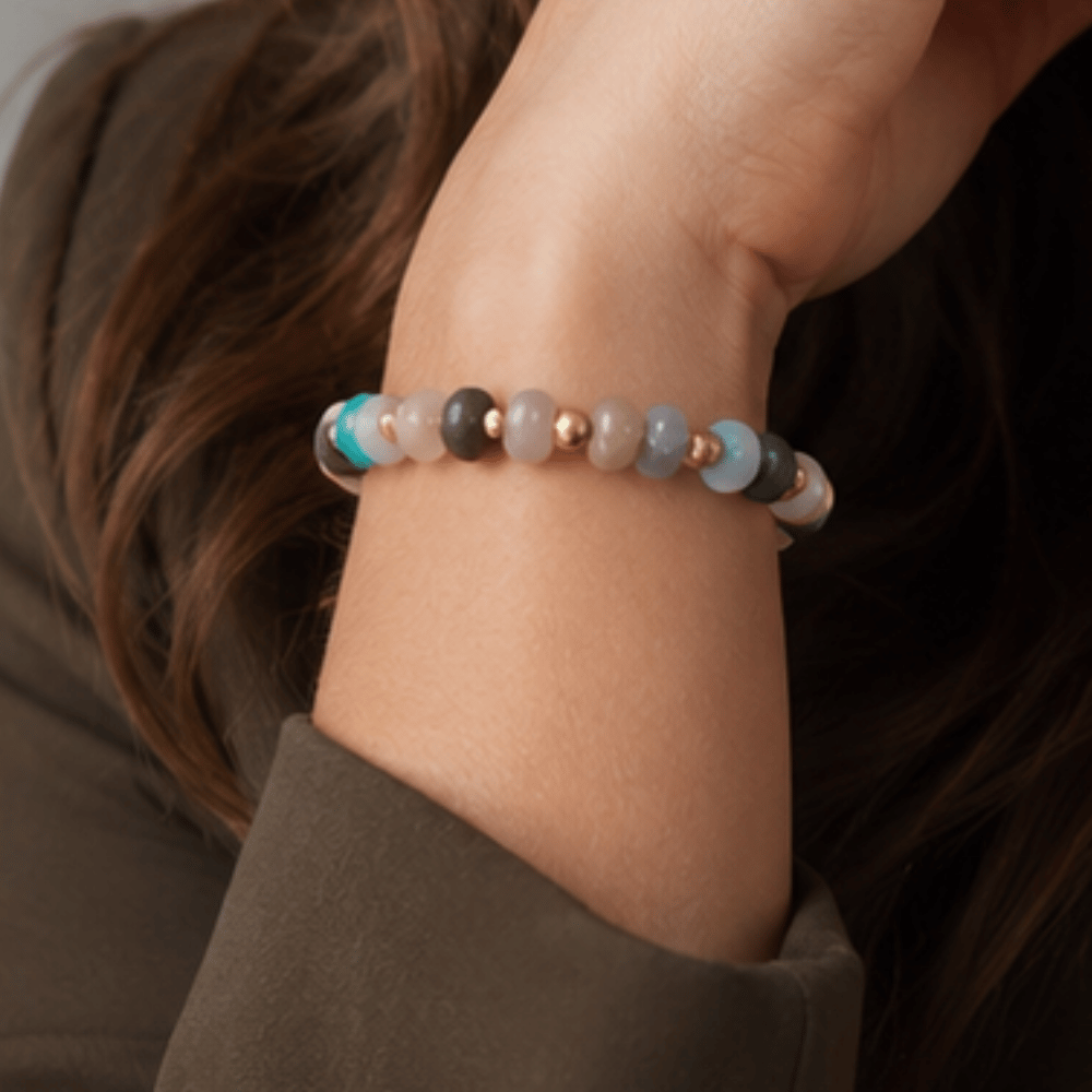 7" Multicolor Bead and Imitation Pearl Fashion Stretch Bracelet