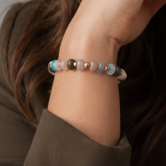 7" Multicolor Bead and Imitation Pearl Fashion Stretch Bracelet