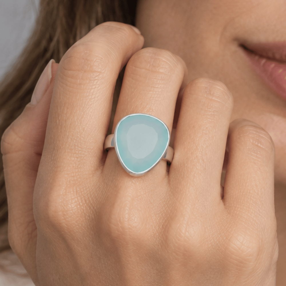 Freeform Sea Green Chalcedony Ring