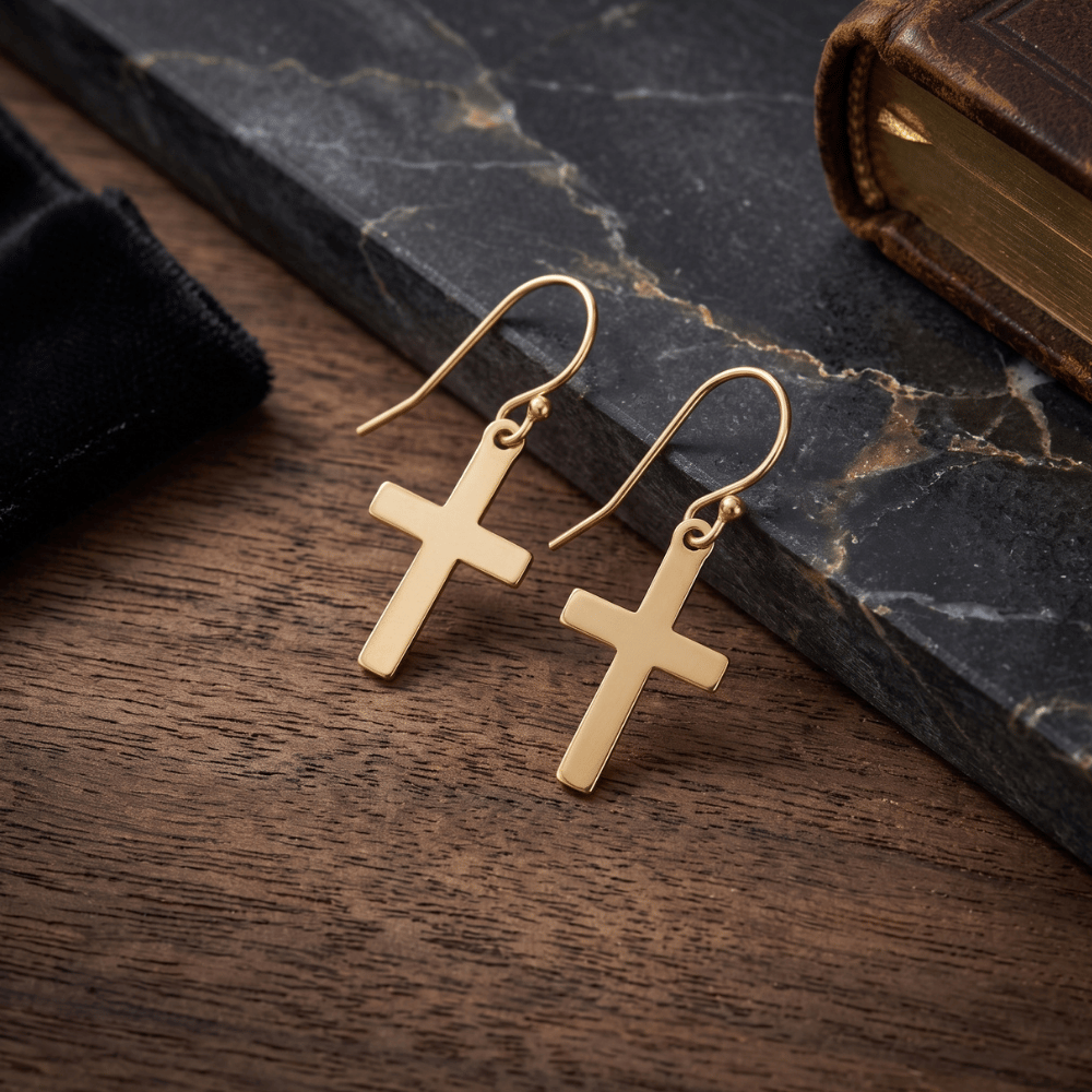 14/20 Gold Filled Cross French Wire Earrings
