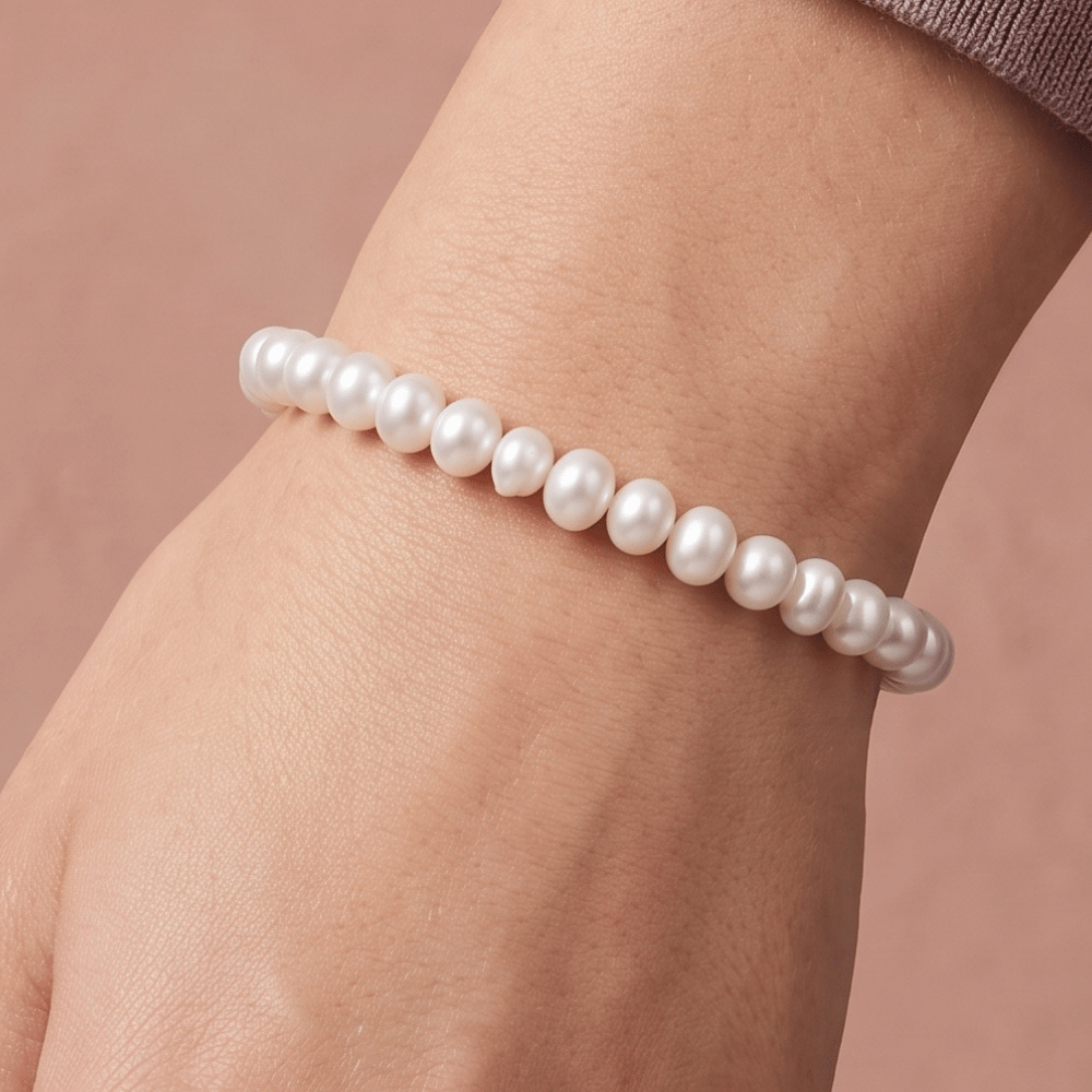 White Cultured Freshwater Pearl Stretch Bracelet