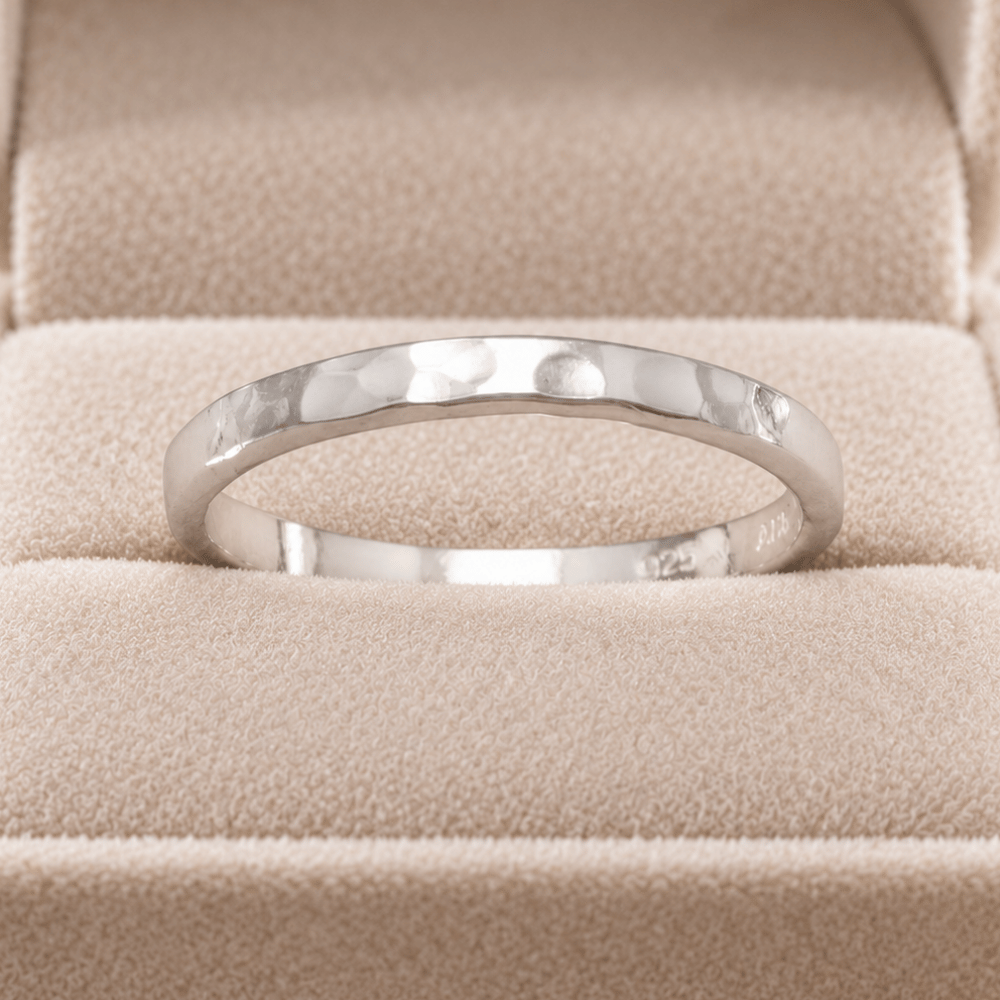 Thin Hammered Band Midi Ring