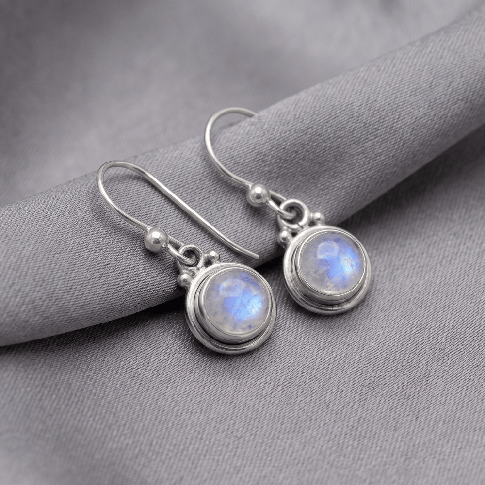 Round Moonstone French Wire Earrings