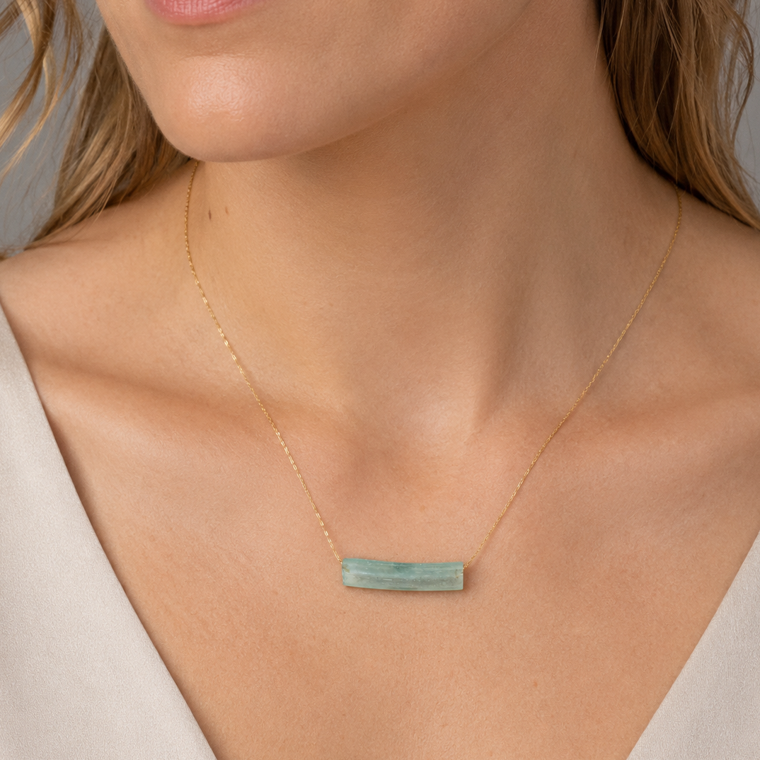 18" Gold Filled Ancient Roman Glass Bar Necklace