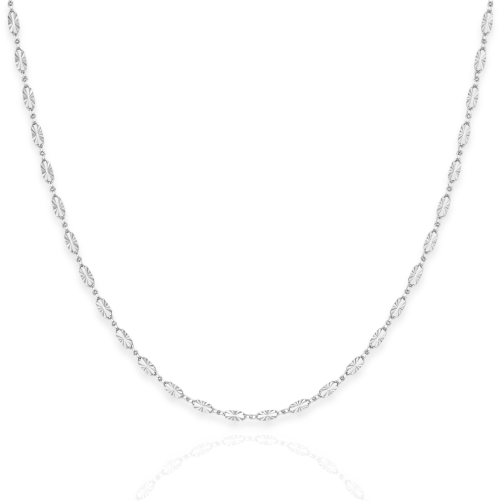 925 Sterling Silver Rhodium Plated Starburst Chain Necklace - 2.5mm