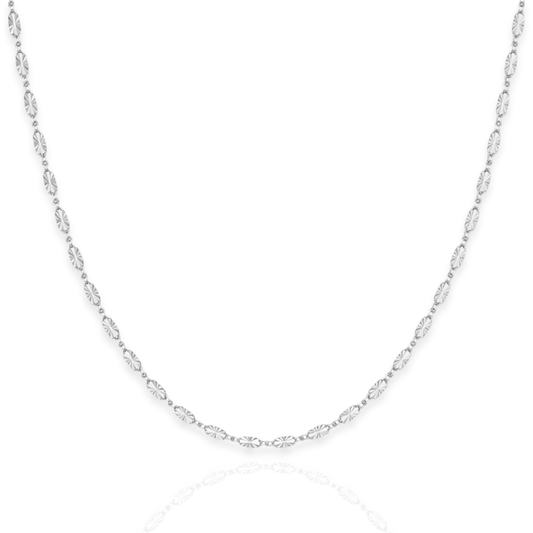 925 Sterling Silver Rhodium Plated Starburst Chain Necklace - 2.5mm