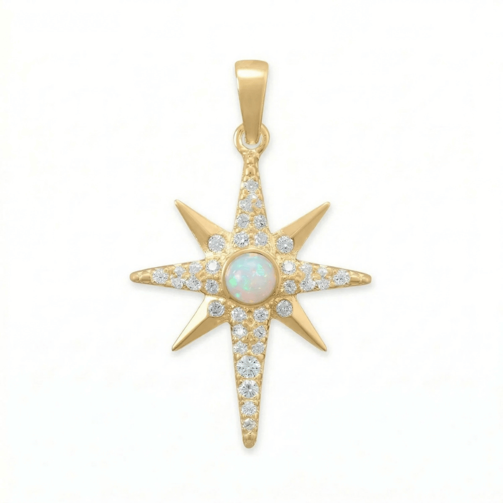 Synthetic Opal and CZ Star Pendant