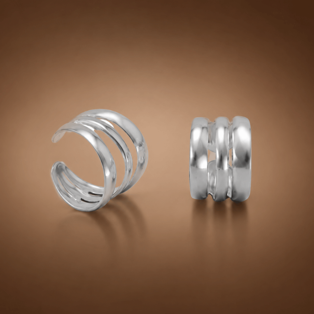 Polished Three Row Ear Cuffs