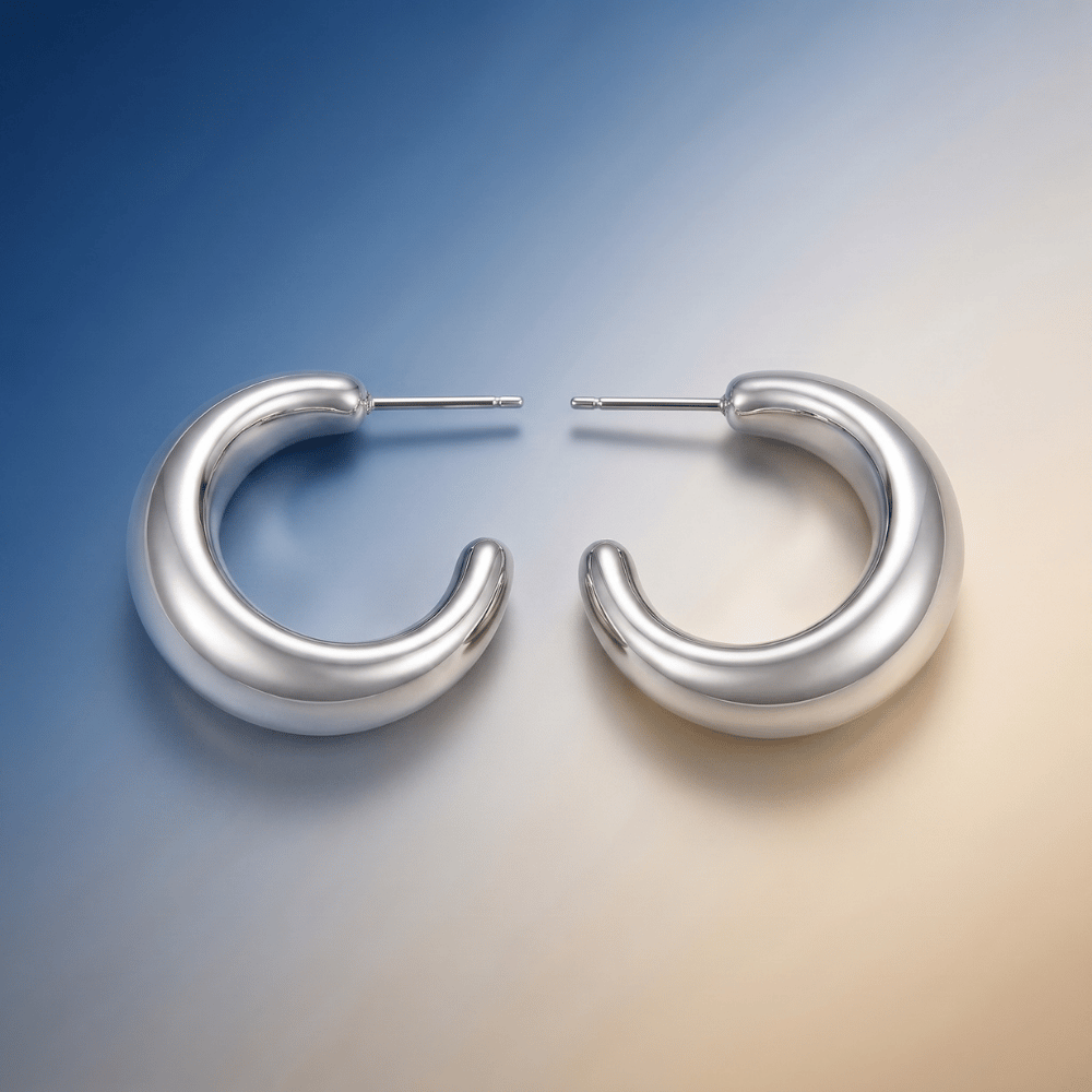 Puffy 3/4 Fashion Hoop Earrings