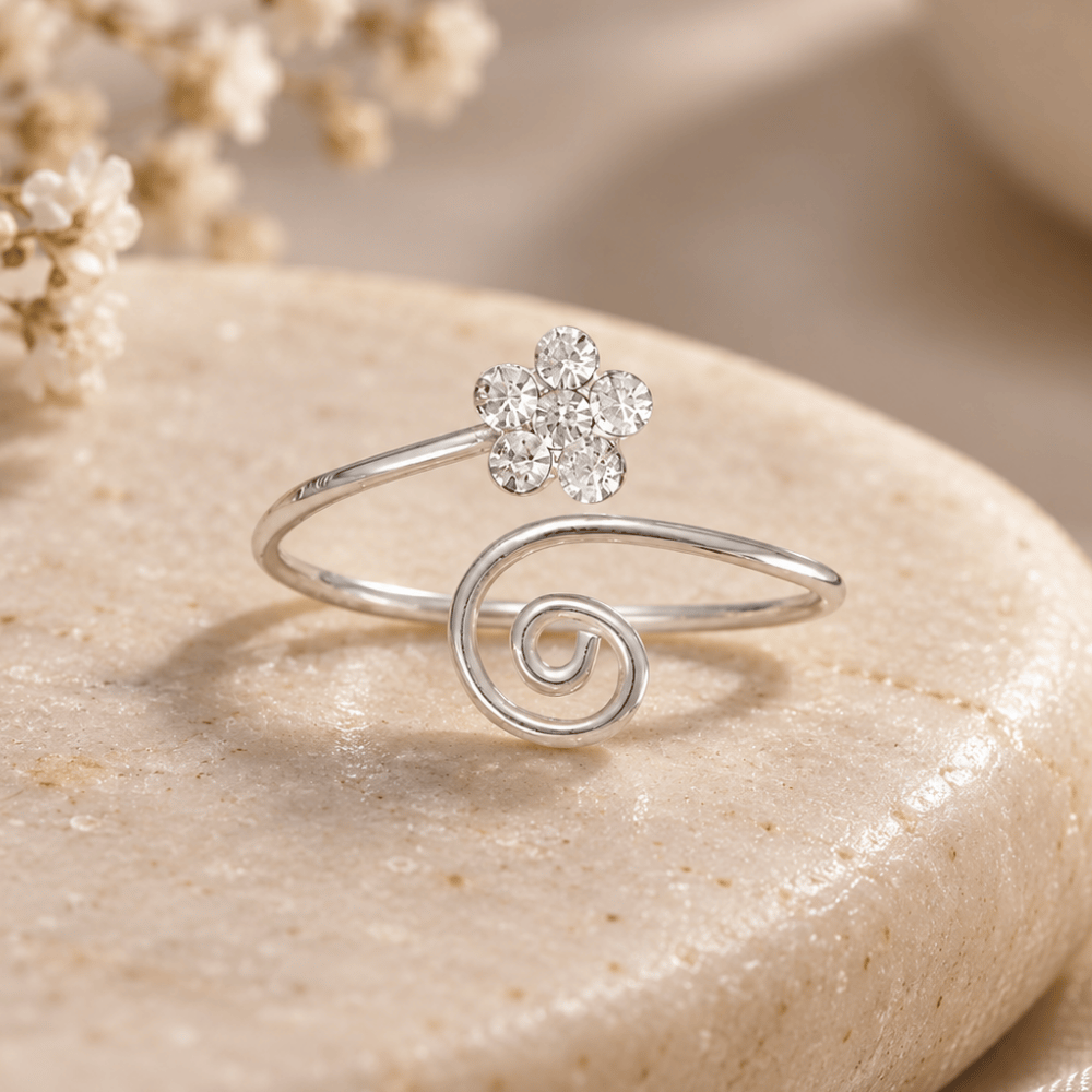 Crystal Flower Wrap Design Toe Ring