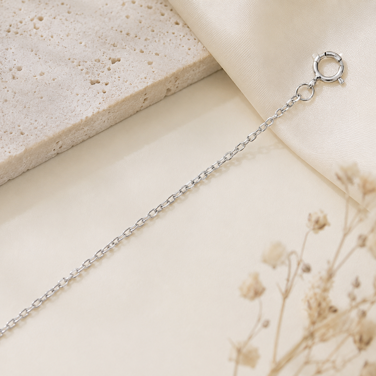 925 Sterling Silver Rhodium Plated Cable Chain Necklace - 1.9mm