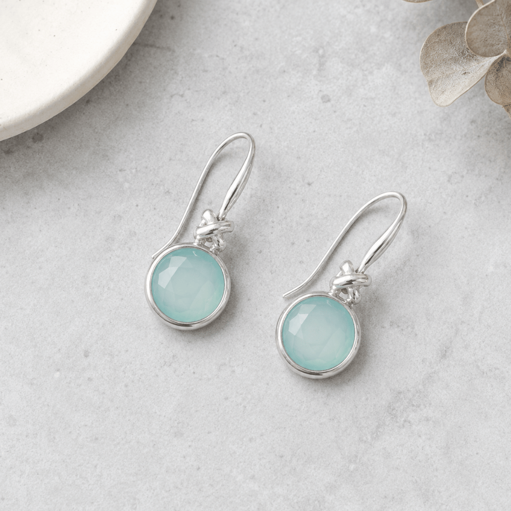 Faceted Sea Green Chalcedony Earrings