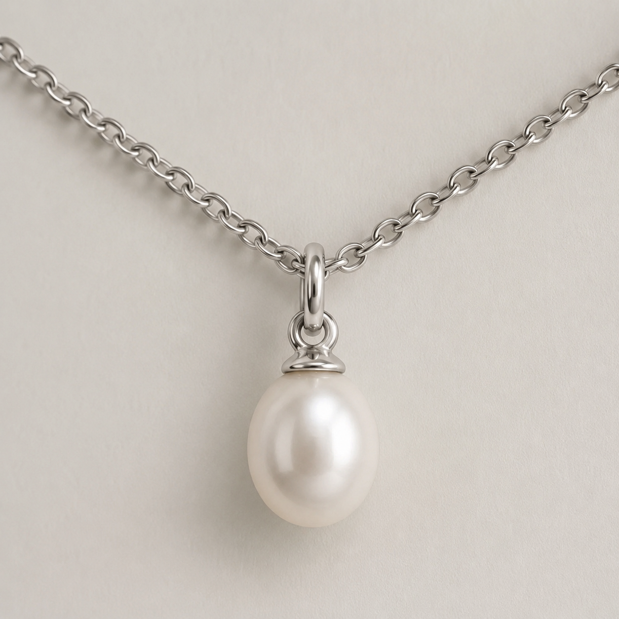 16" Stainless Steel Cultured Freshwater Pearl Drop Necklace