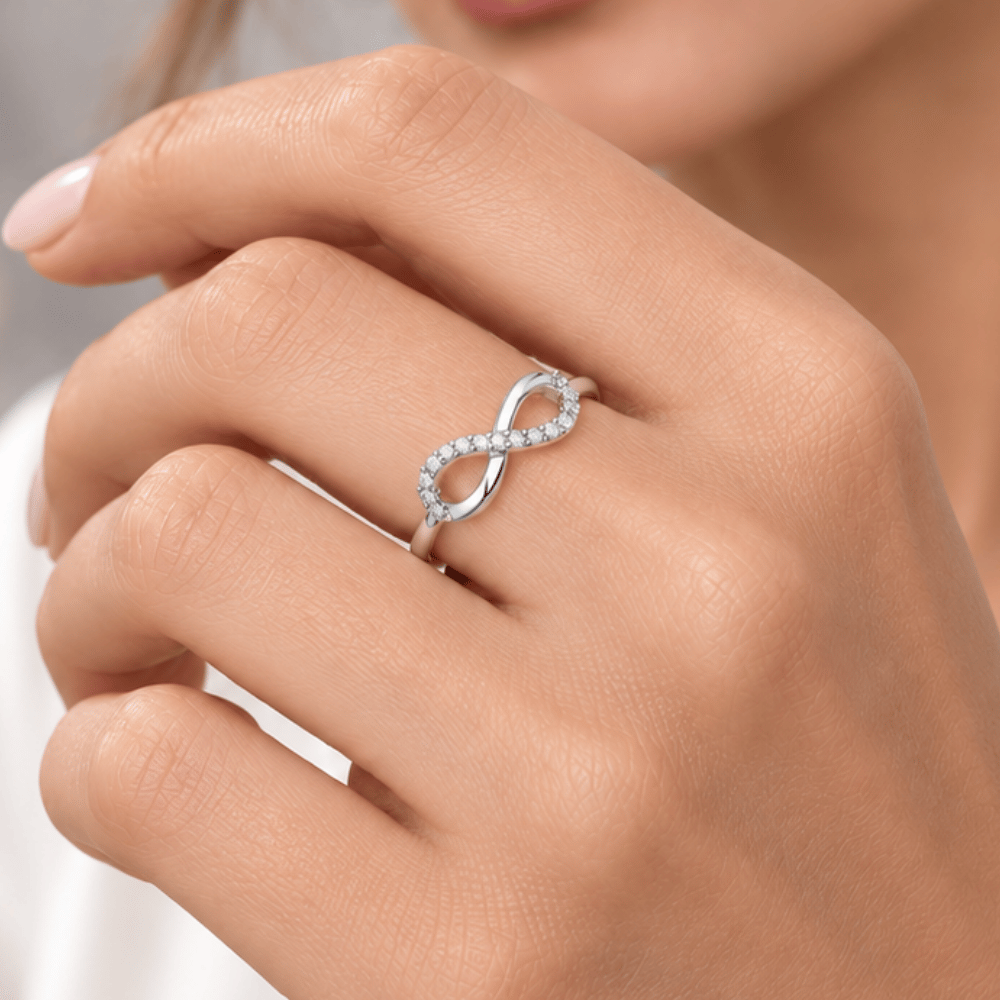 Rhodium Plated CZ Infinity Ring