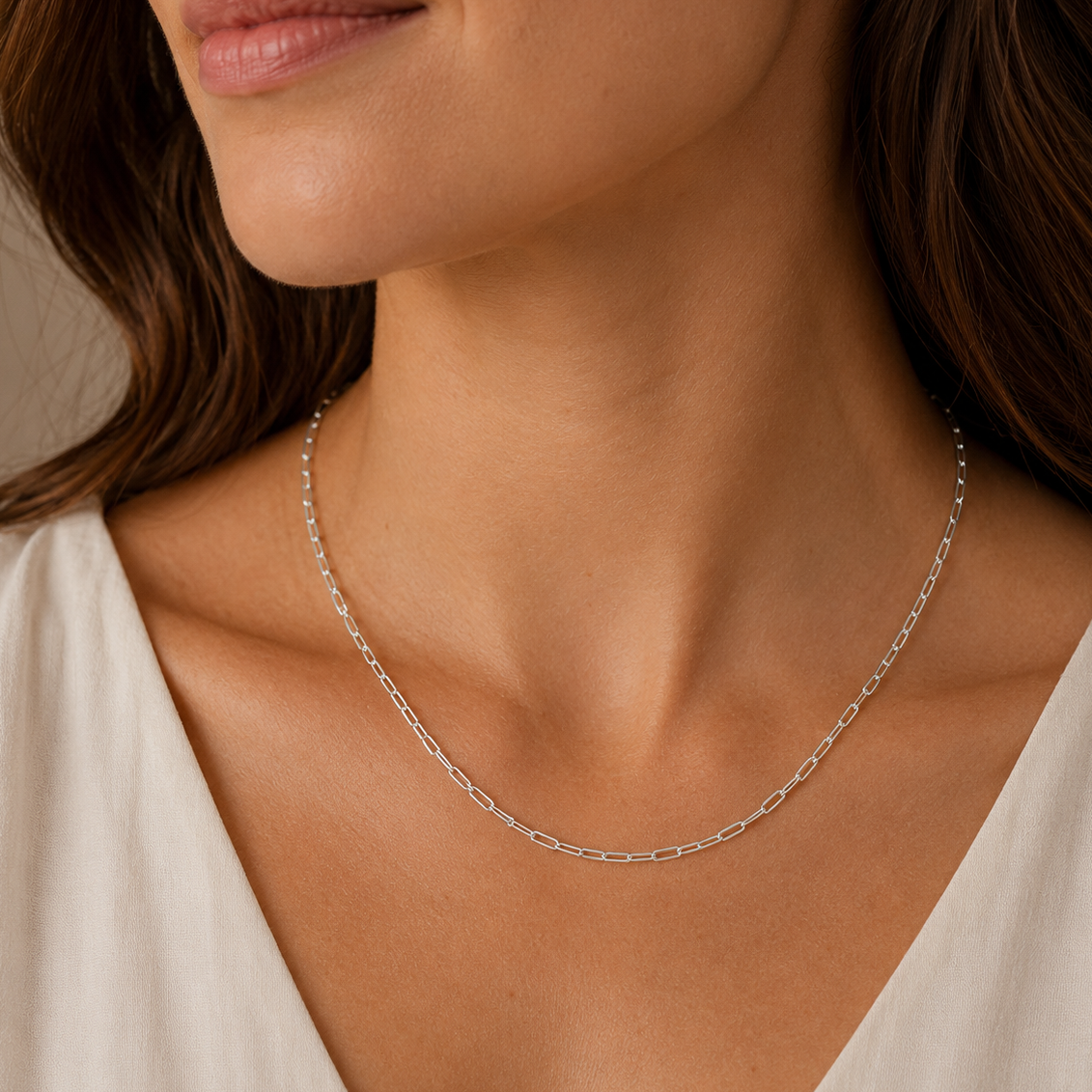 925 Sterling Silver Paperclip Chain Necklace - 2.8mm