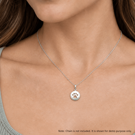 Round Cutout Paw Print Pendant
