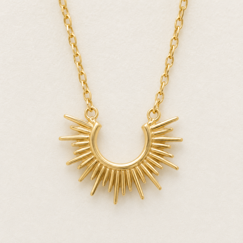 16" + 2" 14 Karat Gold Plated Mini Sunburst Necklace
