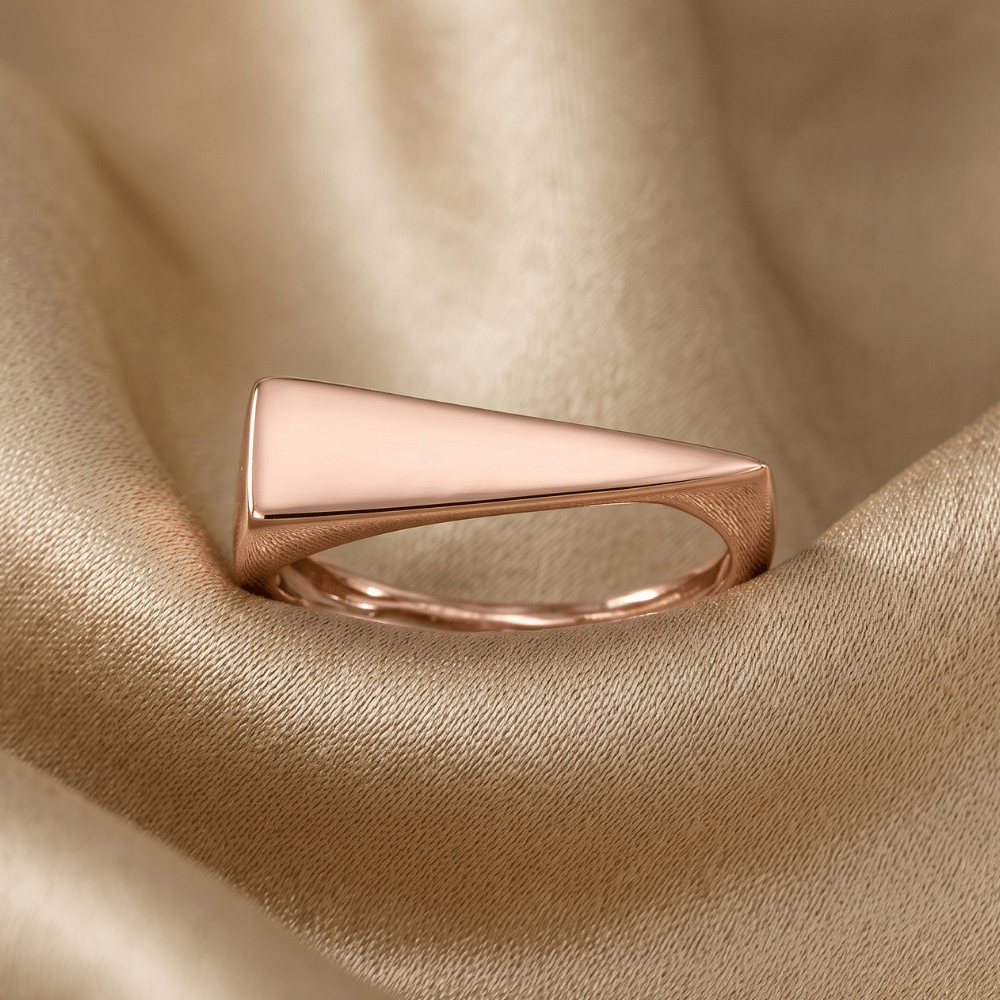14 Karat Rose Gold Plated Flat Top Triangle Slice Ring