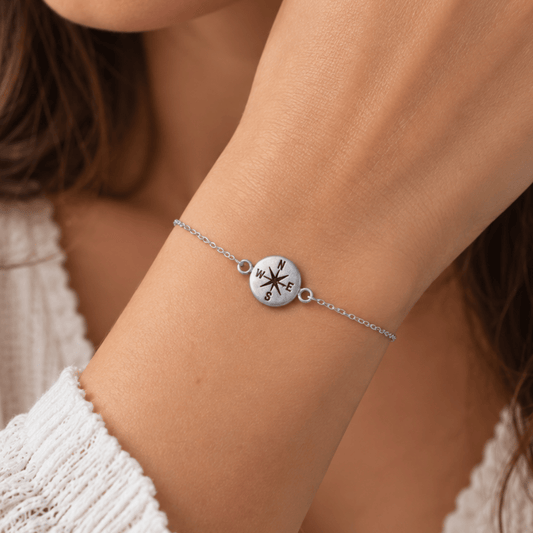 Keep It Moving! 7"+.5" Hammered Compass Bracelet