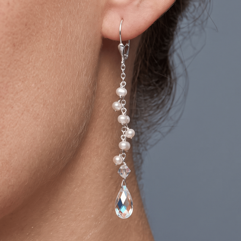 Swarovski Crystal and Cultured Freshwater Pearl Earrings