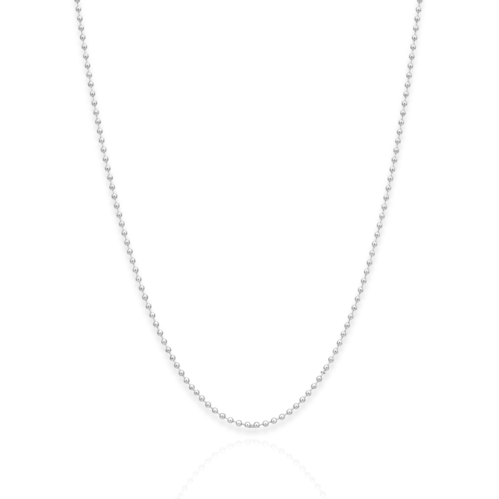 925 Sterling Silver Bead Chain Necklace - 1mm