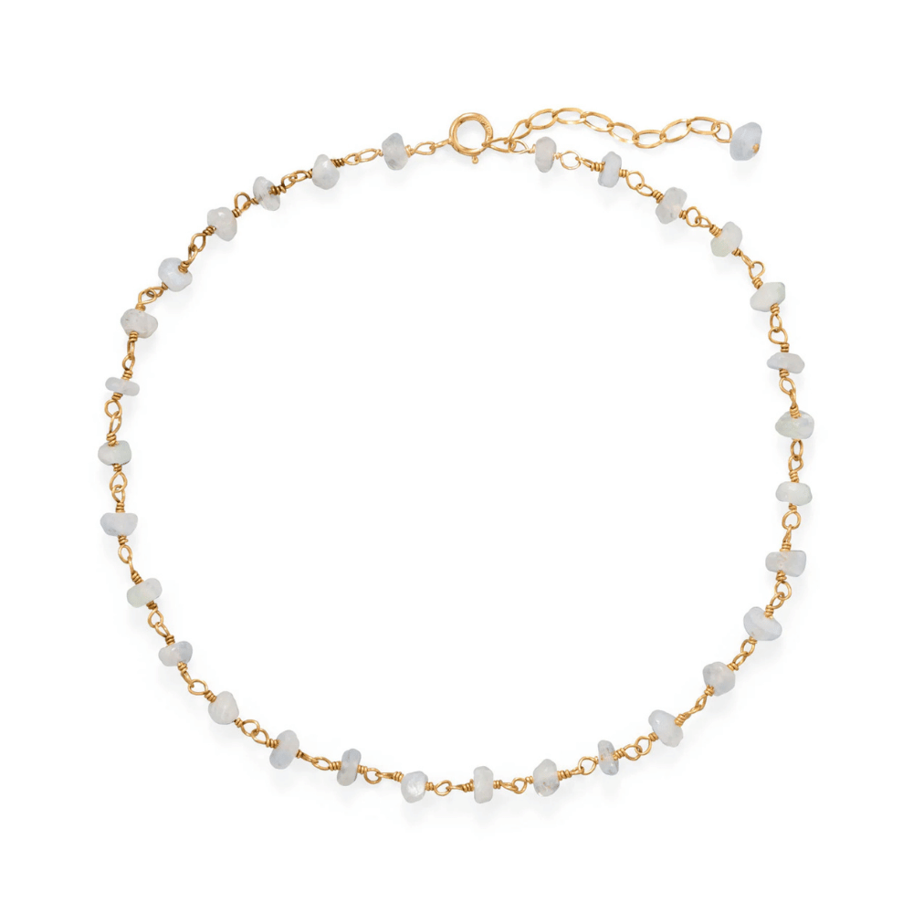 9.5" + 1" 14 Karat Gold Plated Bead Anklet