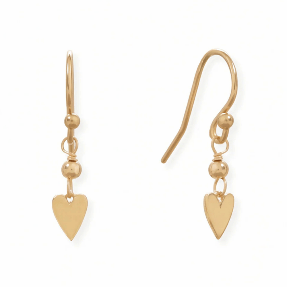 14 Karat Gold Plated Heart Drop Earrings
