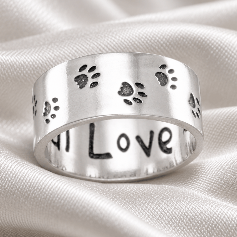 Oxidized Paw Print Band - view 2