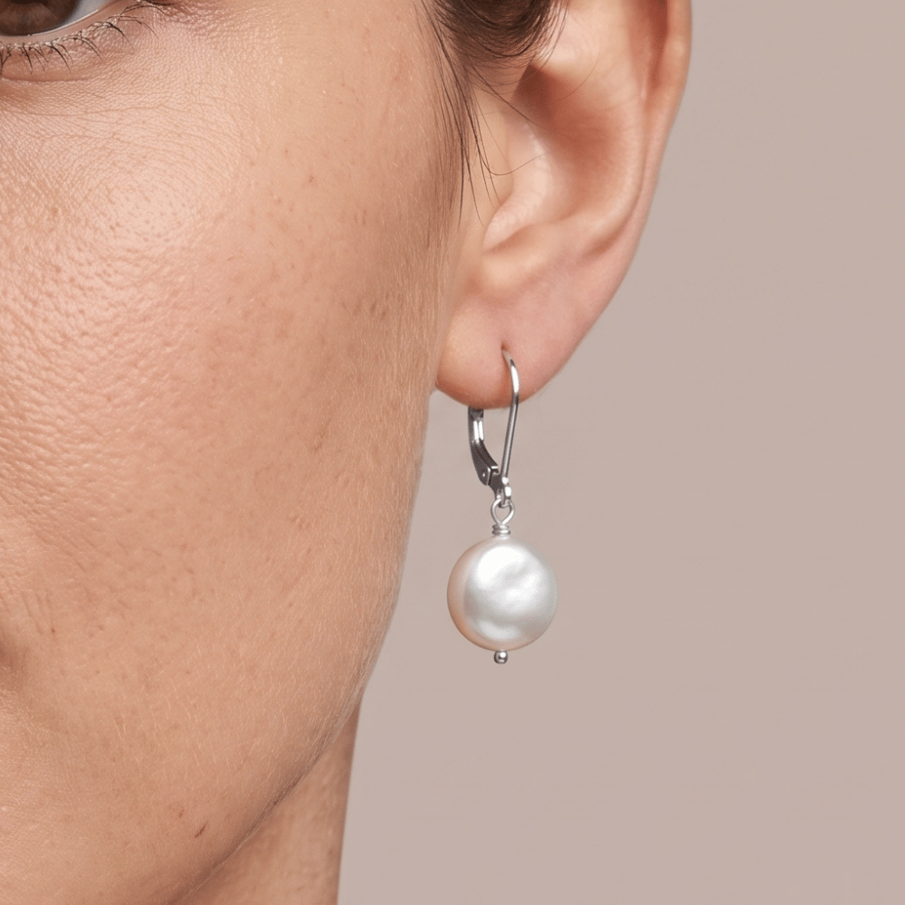 12mm Cultured Freshwater Coin Pearl Earrings