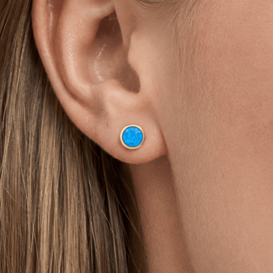 Synthetic Opal Bezel Studs