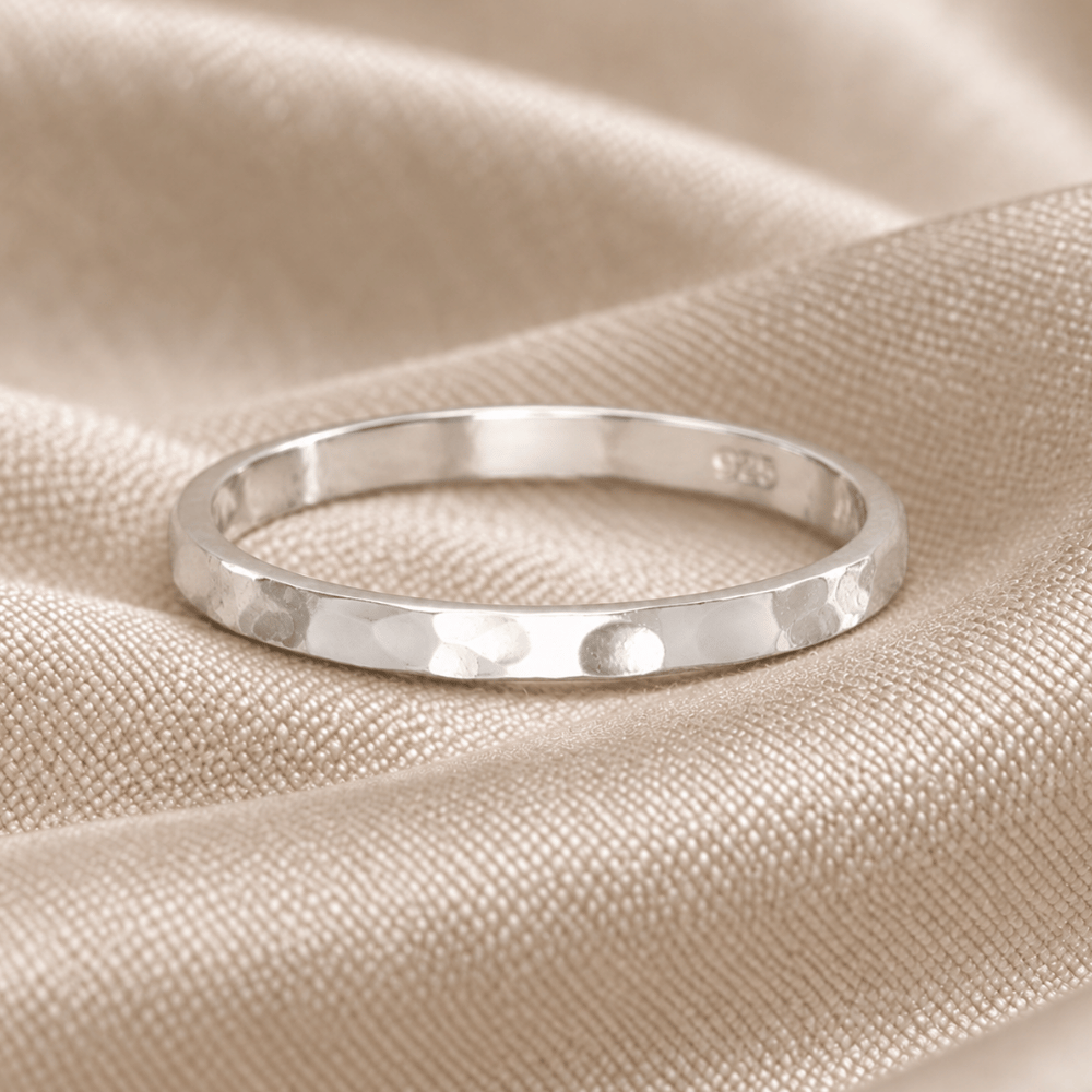 Thin Hammered Band Midi Ring