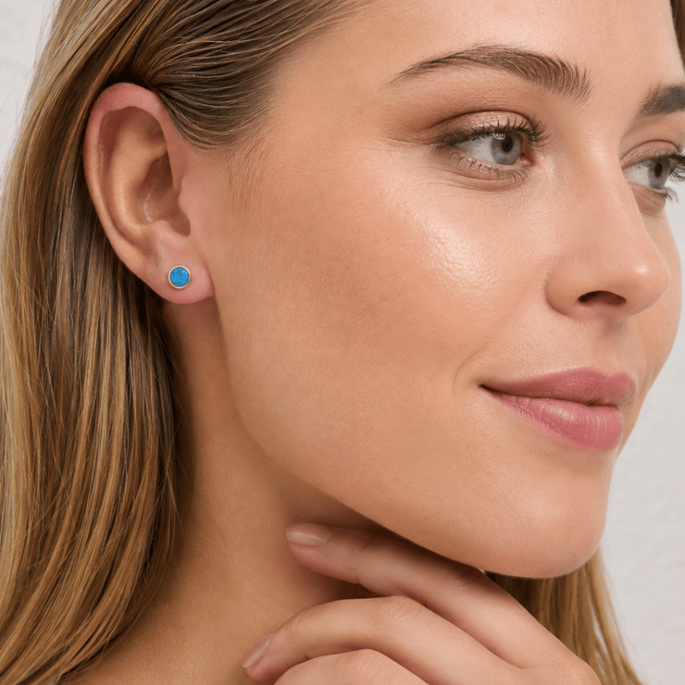 Synthetic Opal Bezel Studs